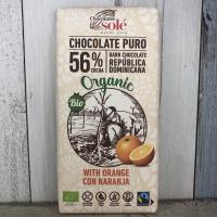 Шоколад темный с апельсином, 56% какао, Sole, 100 г