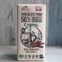 Шоколад темный с корицей, 56% какао, Sole, 100 г