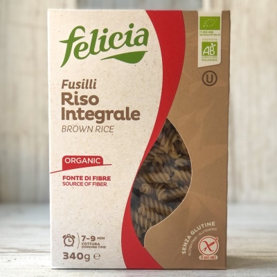 Паста Фузилли из коричневого цельнозернового риса, Felicia, 340 г
