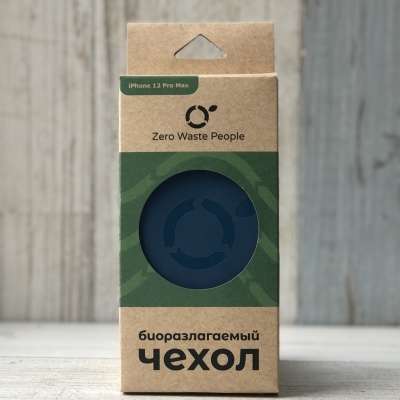 Чехол биоразлагаемый для iPhone 12 pro max, Zero Waste People Голубика (синий)
