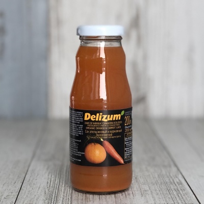 Сок апельсиновый и морковный organic, Delizum, 200 мл