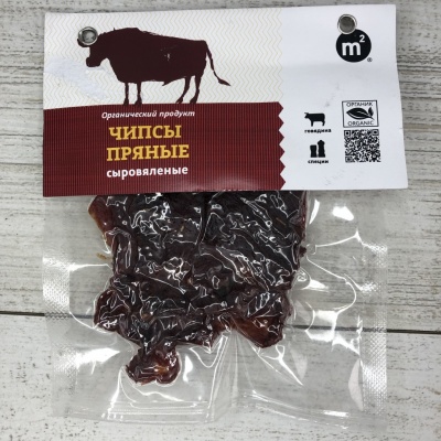 Чипсы пряные говяжьи, сыровяленые, Органическая ферма М2, 50 г